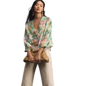 Anthropologie Pilcro Women' s Cotton The Sidney Batwing  Button Blouse  Size XS